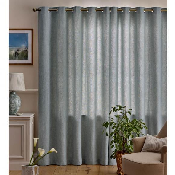 Laura Ashley Saltaire Lined Eyelet Curtains Seaspray