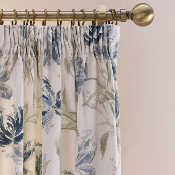 Laura Ashley Gosford Lined Eyelet Curtains Heritage Blue