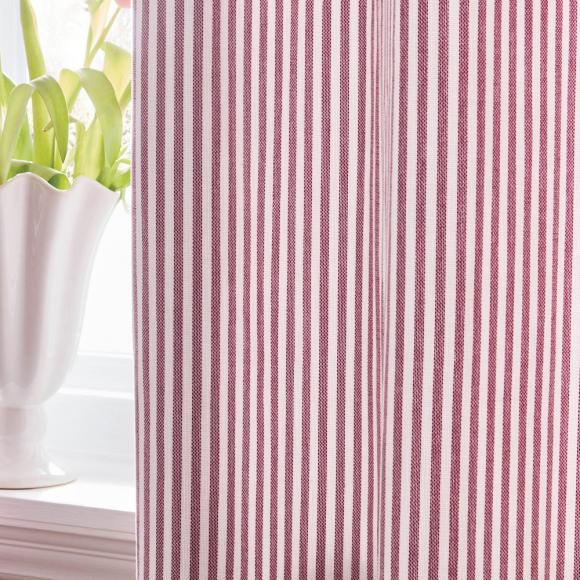 Laura Ashley Cornish Chenille Stripe Lined Eyelet Curtains Heritage Red