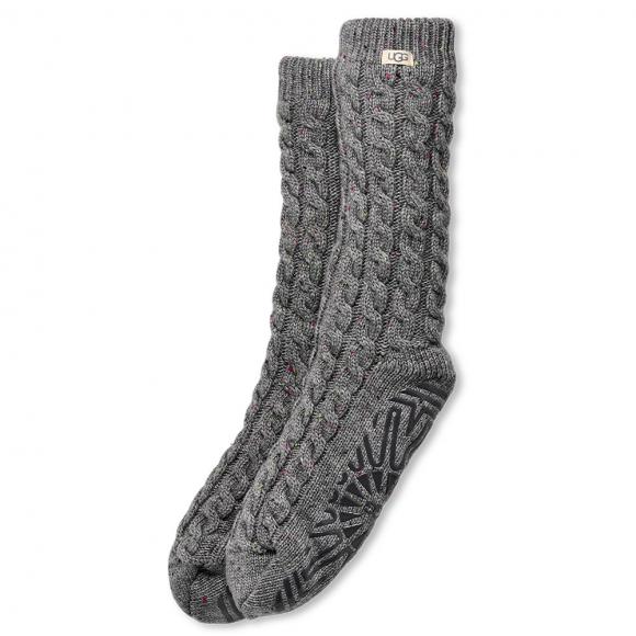 UGG W Elowyn Cable Knit Socks Charcoal Heather Confetti