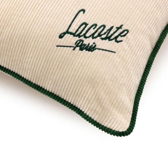 Lacoste L Velvet Cushion Cover Ivoire