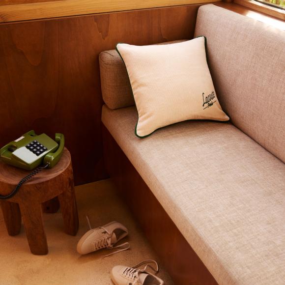 Lacoste L Velvet Cushion Cover Ivoire