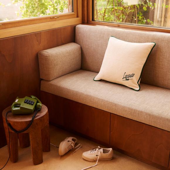 Lacoste L Velvet Cushion Cover Ivoire