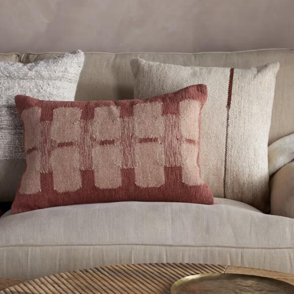 Nkuku Akki Wool & Cotton Cushion Cover - Dusty Pink