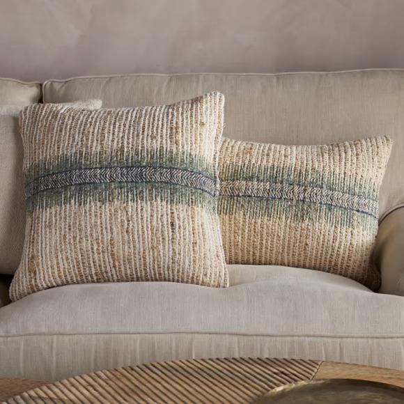 Nkuku Zairya Jute & Cotton Cushion Cover - Sea Foam