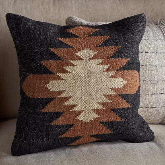Nkuku Ayyi Wool Cushion Cover - Black & Green