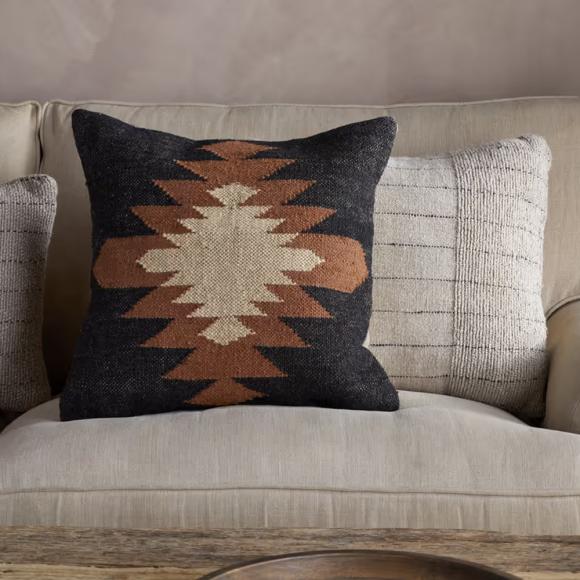 Nkuku Ayyi Wool Cushion Cover - Black & Green