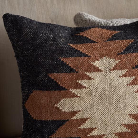 Nkuku Ayyi Wool Cushion Cover - Black & Green