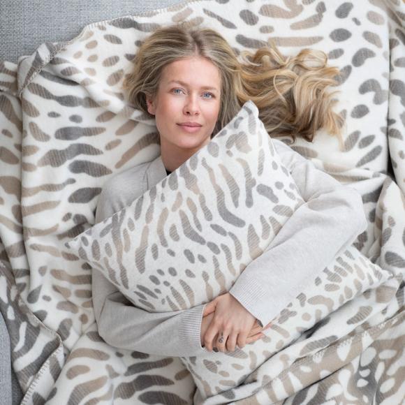 David Fussenegger Snow Leopard Savona Blanket Throw Cream
