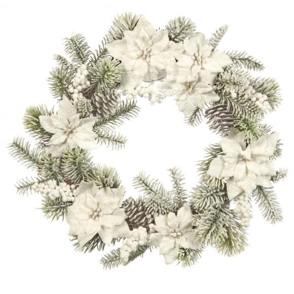 Goodwill Snow pine poinsettia wreath green / white