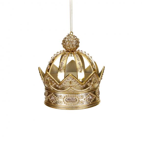 Goodwill Sequinned Glitter Crown Ornament Gold