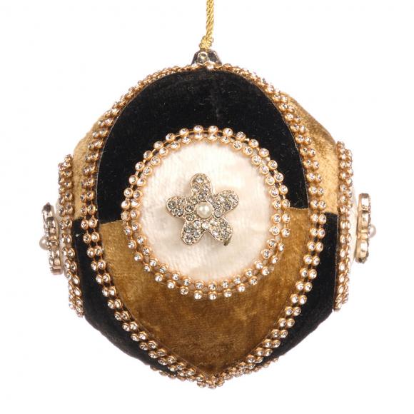 Goodwill Fabric Jewelled Flower Ball Black / White / Gold
