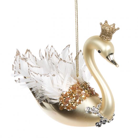 Goodwill Glass Feather Swan Ornament