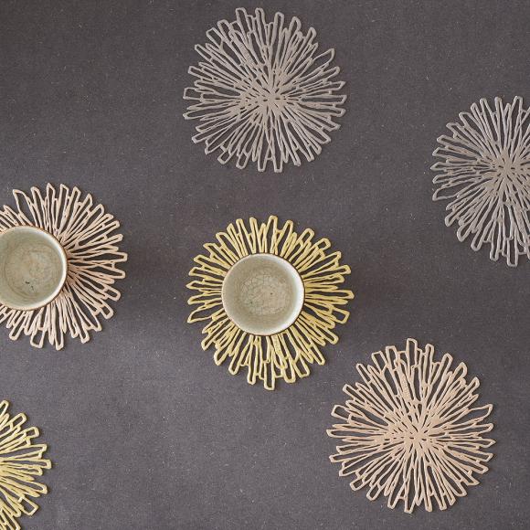 Chilewich Bloom Gilded Coaster set in Coasters at Seymour's Home