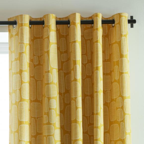 MissPrint Little Trees Yellow in Ready Made Eyelet Curtains at Seymour