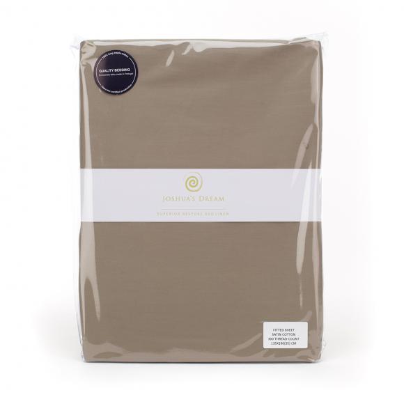 Joshua's Dream Purity 300 Satin Taupe Fitted Sheet