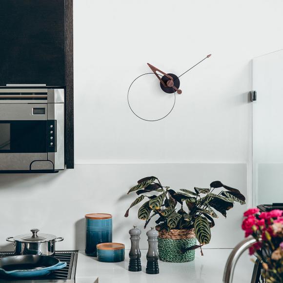 Nomon Pico Wall Clock Black with Walnut