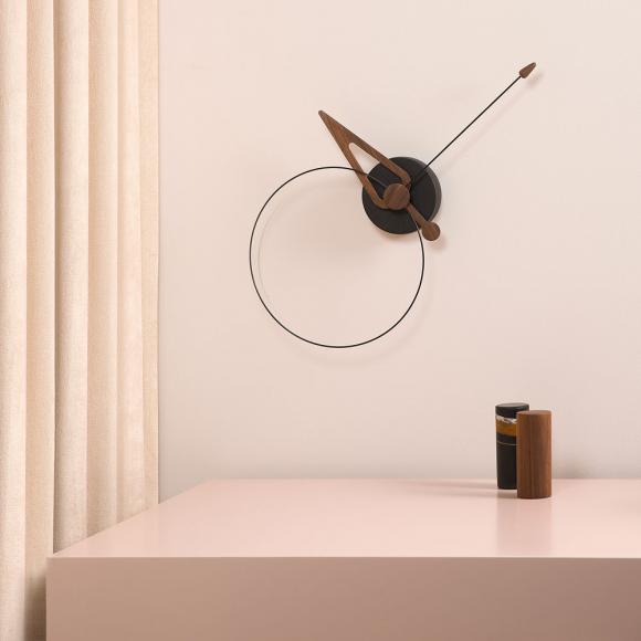 Nomon Pico Wall Clock Black with Walnut