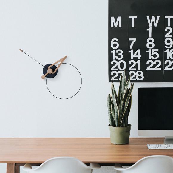 Nomon Pico Wall Clock Black with Oak