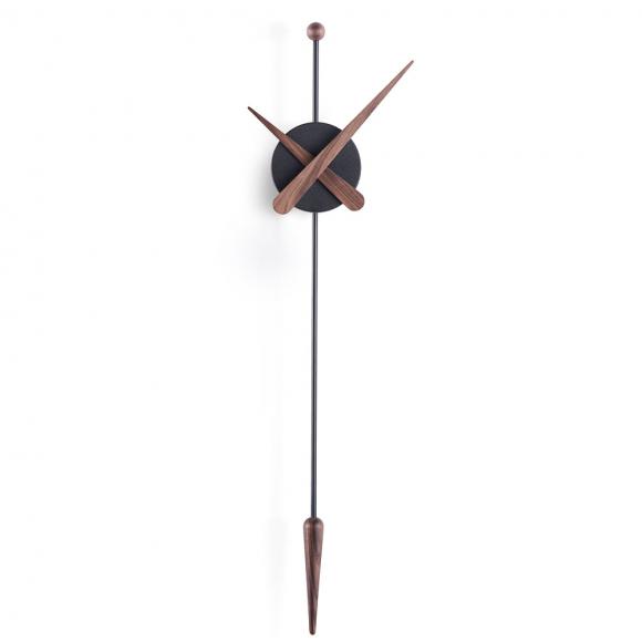 Nomon Punta Wall Clock Black with Walnut