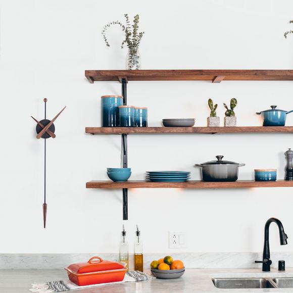 Nomon Punta Wall Clock Black with Walnut