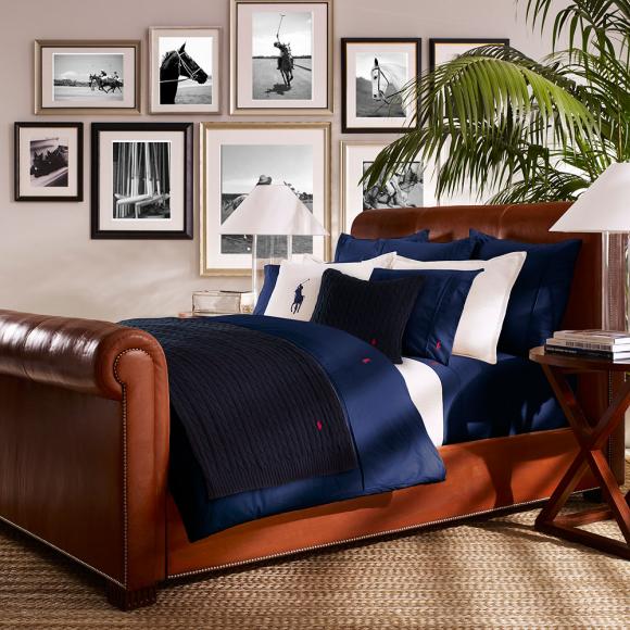 Ralph Lauren Polo Player Fitted Sheet Navy in Fitted Sheets at Seymour's  Home