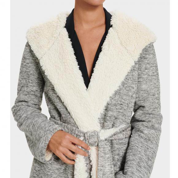 UGG Portola Reversible Hooded Robe Grey Heather
