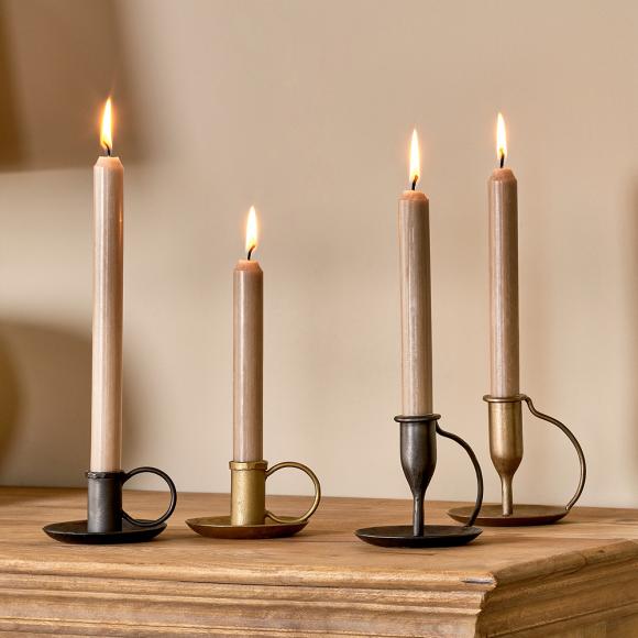 Nkuku Amri Iron Candlestick Antique Brass