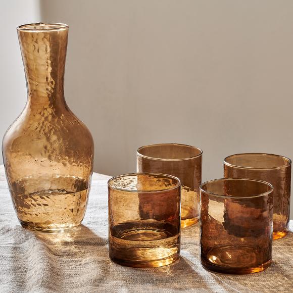 Nkuku Yala Hammered Tumblers - Smoke Brown