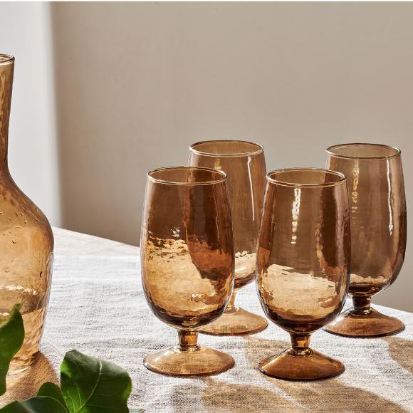Nkuku Yala Hammered Glasses - Smoke Brown