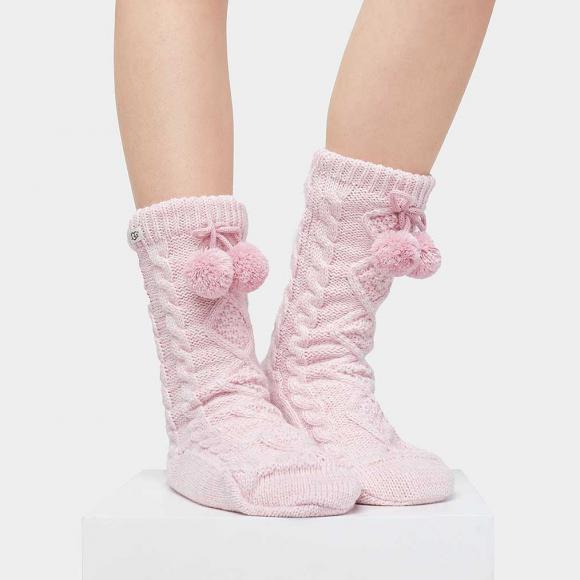 UGG Pom Pom Fleece Lined Crew Socks Cream in Socks | Seymour's Home